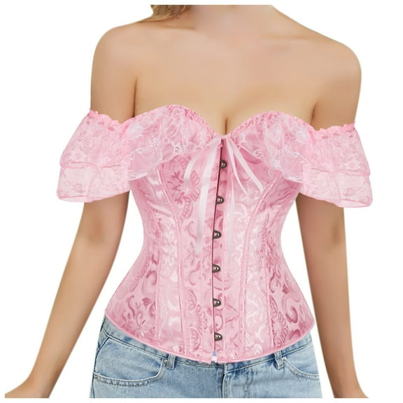 Corset Top Bustier for Women with Sleeve Plus Size off The Shoulder Waist Cincher Lingerie Shapewear