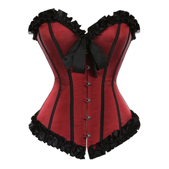 Corset Top Bustiers Womens Satin Overbust Waist Trainer Renaissance Lace up Bodyshaper for Halloween Party, Size XXXXL
