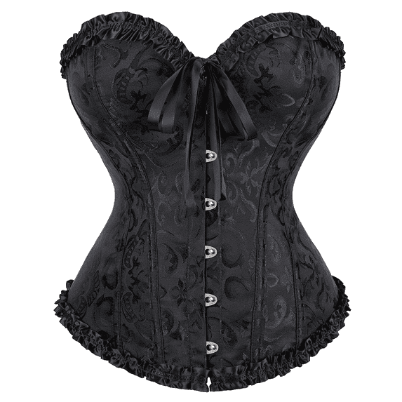 Corset Top Bustiers for Women Lace Up Ovebust Victorian Corset Plus Size Vintage Corsets Black S