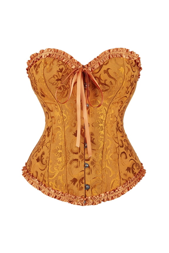 Corset Top Bustiers for Women Lace Up Ovebust Victorian Corset Plus Size Vintage Corsets Gold 6XL