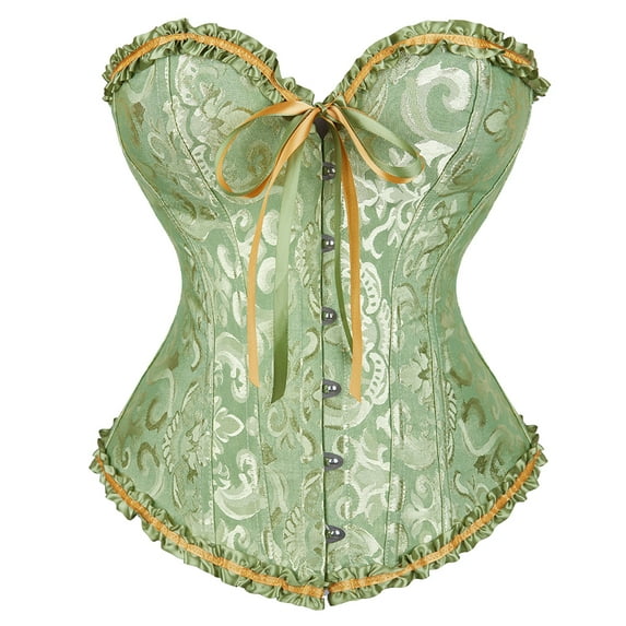 Corset Top Bustiers for Women Lace Up Ovebust Victorian Corset Plus Size Vintage Corsets Green 6XL