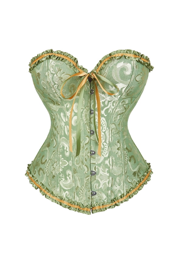 Corset Top Bustiers for Women Lace Up Ovebust Victorian Corset Plus Size Vintage Corsets Green XS