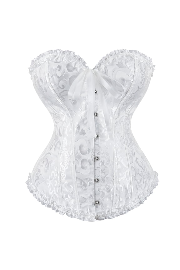 Corset Top Bustiers for Women Lace Up Ovebust Victorian Corset Plus Size Vintage Corsets White 6XL
