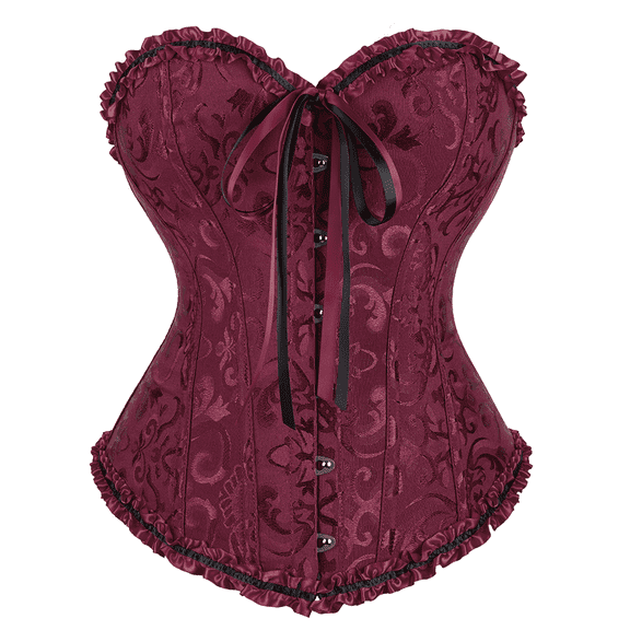 Corset Top Bustiers for Women Lace Up Ovebust Victorian Corset Plus Size Vintage Corsets Wine Red 6XL