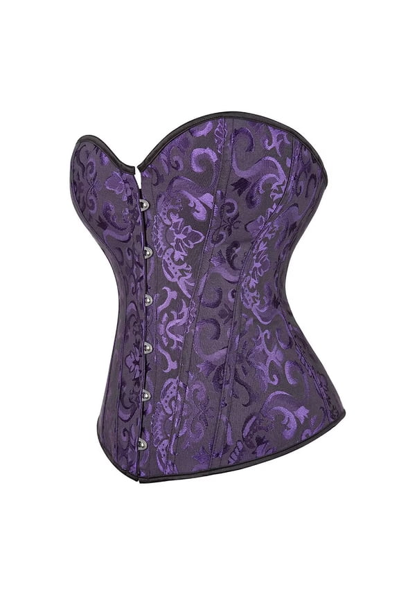 Corset Top Lingerie Bustier Overbust Women Classic Basques Medieval Plus Size Vintage Halloween Purple S