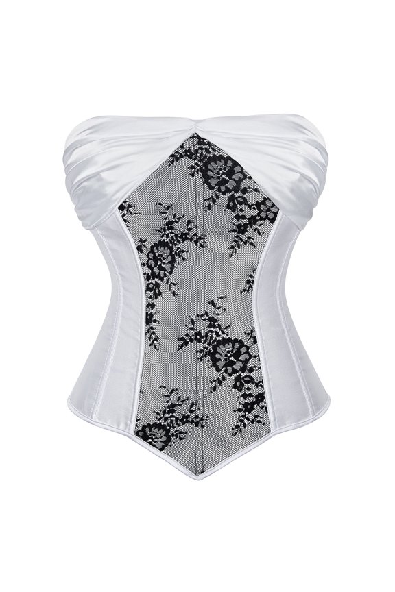 Corset Top Satin Plus Size Corset for Women Vintage Overbust Lace Corsets Tops Gothic White Corset Bridal Halloween Costume