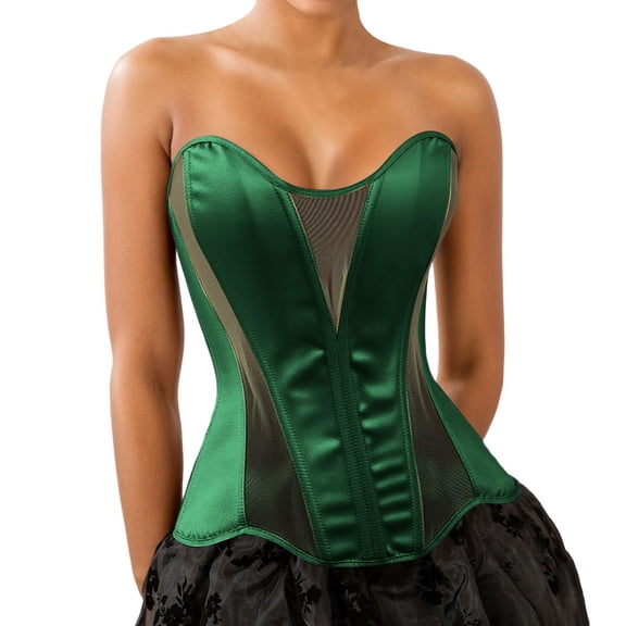 Corset Tops Elegant Minimalist Style Corset Solid Hook and Eye Closure Waist Cincher with Steel Boning Corset Shapewear Green XXXL