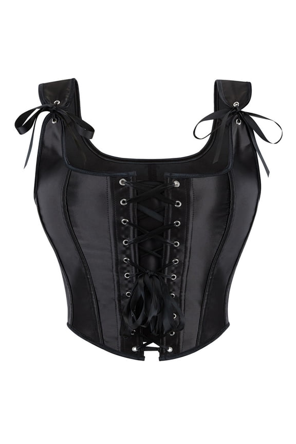 Corset Tops For Women Renaissance Gothic Lace Vintage Bustier Top Halloween Pirate Fashion Push Up Bodysuit (M, Black)