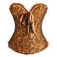 thumbnail image 1 of Corset Tops For Women V Neck Print Lace Patchwork Ruffed Bustier Shapewear Push Up Vintage Bodysuit With Bow (XS, Yellow), 1 of 2