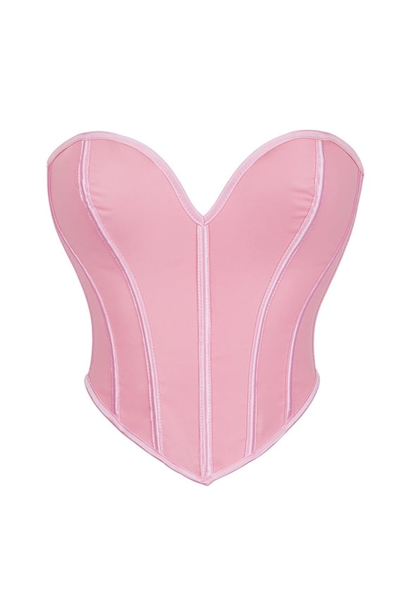 Corset Tops for Women Plus Size Renaissance, Fashion Women's Casual Solid Body Shape Waist Trainer Underbust Corset Belt Wear Tops New Corset Overbust Style B-4 Pinky M