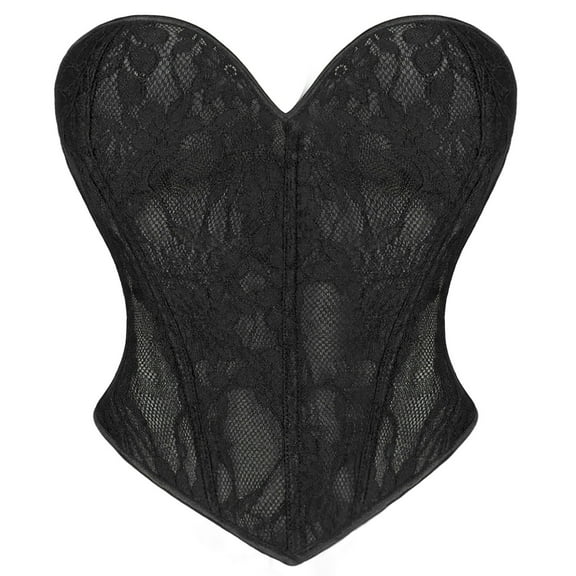 Corset Tops for Women Strapless Vintage Jacquard Lace Up Halloween Elegant Push Up Bustier Lace Body Shaper for Women Black XL
