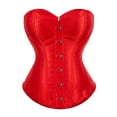 thumbnail image 1 of Corset Tops for Women, Women's Sleeveless Bustier Corset Tops, Plus Size Satin Shapewear Waist Cinchers, Solid Waist Corsets Trainer Hook and Eye Closure Overbust Bustiers Red, 1 of 2