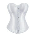 thumbnail image 1 of Corset Tops for Women, Women's Sleeveless Bustier Corset Tops, Plus Size Satin Shapewear Waist Cinchers, Solid Waist Corsets Trainer Hook and Eye Closure Overbust Bustiers White, 1 of 2