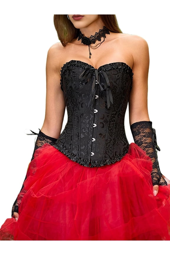 Corset Tops for Women, Bustier Shapewear , Lace Waist Push Up Bodysuit Black M