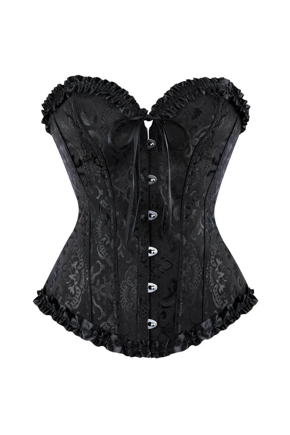 Corset Tops for Women, Bustier Shapewear Lingerie, Lace Waist Push Up Bodysuit Lace Waist Cincher Bodysuits Black