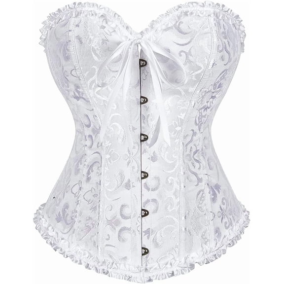 Corset Tops for Women, Bustier Shapewear Lingerie, Lace Waist Push Up Bodysuit Lace Waist Cincher Bodysuits White