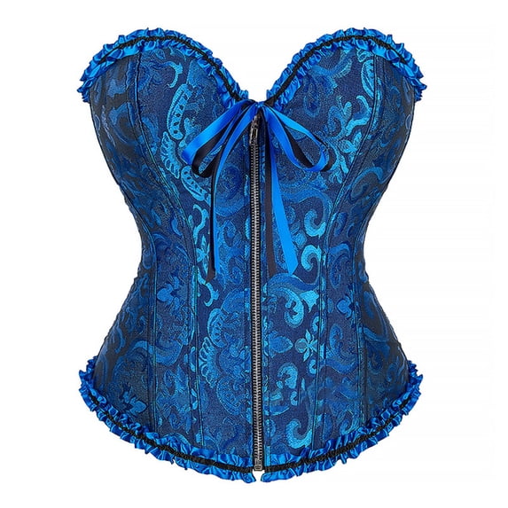 WCJM Corset Tops for Women Bustier Strap Zipper Gothic Vest Plus Size