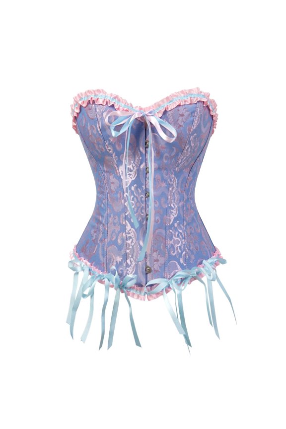 Corset Tops for Women Bustiers Basques and Overbust uk Lace up Princess Plus Size Blue 6XL