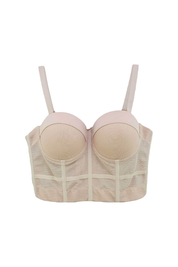 Corset Tops for Women Crystal Mesh Going Out Camisole Crop Top Date Night Summer Fashion Party Cami Tanks (M, Beige|Mesh)