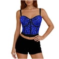 thumbnail image 1 of Corset Tops for Women Crystal Mesh Going Out Camisole Crop Top Date Night Summer Fashion Party Cami Tanks (S, Blue), 1 of 8