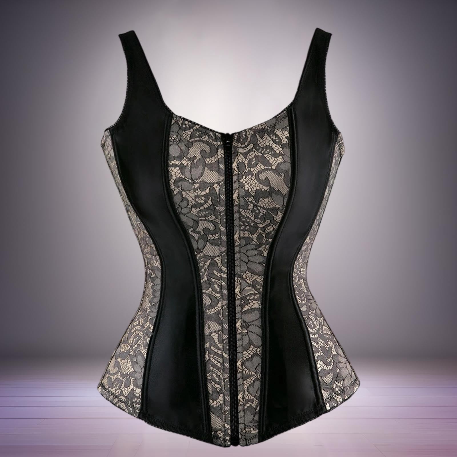 Corset Tops for Women Double Strap Floral Print Court Style Tummy ...