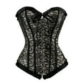 thumbnail image 1 of Corset Tops for Women Floral Lace Corset Bustier Plus Size Overbust Corset Beige M, 1 of 5