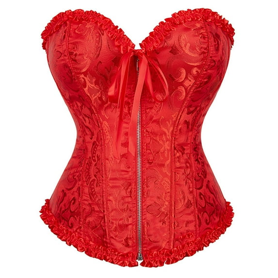 Corset Tops for Women Front Zipper Strapless Bustier Corset Toos with Boned Overbust Solid Color Push Up Shapewear Lingerie