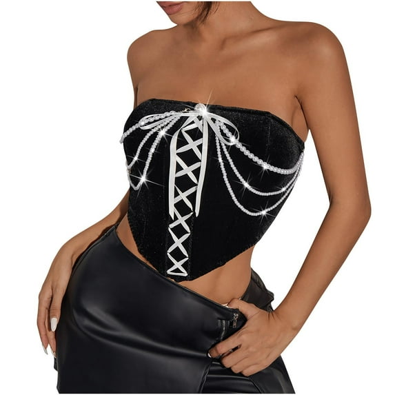 Corset Tops for Women Lace Up Boned Overbust Corset Bustier Lingerie Bodyshaper Push Up Bodysuit