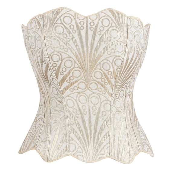 Corset Tops for Women Lace Up Overbust Corset Bustier Top Tummy Control Shapewear Halloween Clothes, Gold Size XL