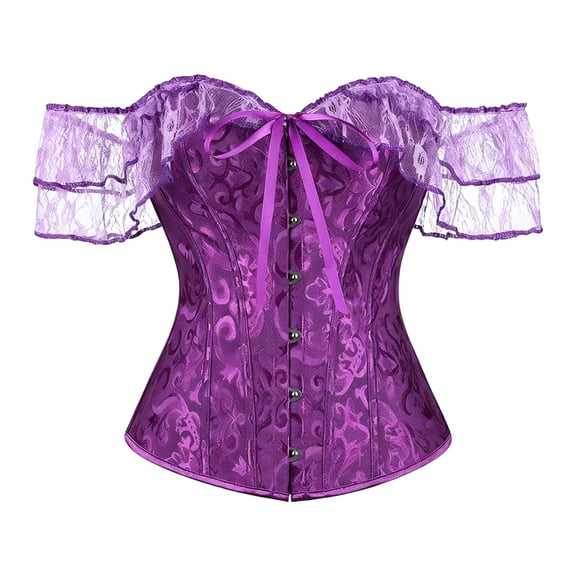 Corset Tops for Women Lace Up Renaissance Steampunk Overbust Bustier Costumes Renaissance Lace Corset Party Wear for Halloween