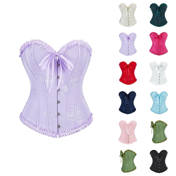 Corset Tops for Women Lace Up Strapless Overbust Bustier Party Club Fairycore Renaissance Waist Cincher