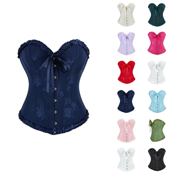 Corset Tops for Women Lace Up Strapless Overbust Bustier Party Club Fairycore Renaissance Waist Cincher