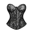 thumbnail image 1 of Corset Tops for Women Lace Vintage Jacquard Lace Up Slimming Halloween Cosplay Costume Elegant Push Up Bustier Strapless Corset Shapewear Black S, 1 of 6
