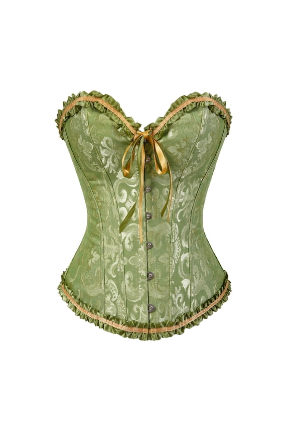 Corset Tops for Women Plus Size Floral Renaissance Corset Overbust Corset Lace up Corset Green Size 6XL