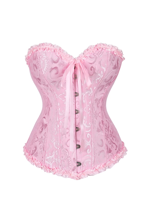 Corset Tops for Women Plus Size Floral Renaissance Corset Overbust Corset Lace up Corset Pink Size 6XL