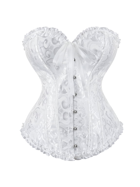 Corset Tops for Women Plus Size Floral Renaissance Corset Overbust Corset Lace up Corset White Size M