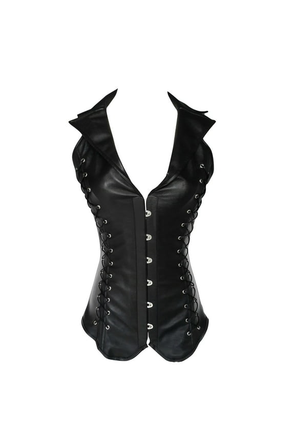 Corset Tops for Women Plus Size Renaissance, Women Fashion Solid Color Tie Sleeveless Shapewear New Corset Overbust Style B-24 Black L