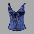 Corset Tops for Women Solid Fishbone Vest French Front Lace Up Side Zip ...