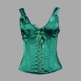 Corset Tops for Women Solid Fishbone Vest French Front Lace Up Side Zip ...