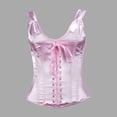 Corset Tops for Women Solid Fishbone Vest French Front Lace Up Side Zip ...