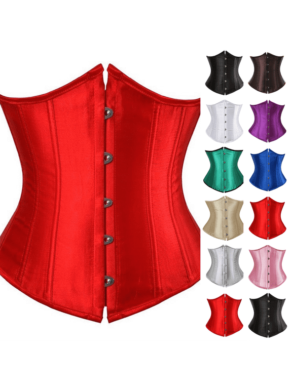 Corset Underbust Women Lace up Boned Brocade Waist Costume Top