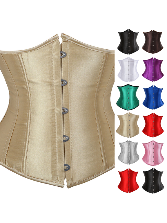 Corset Underbust Women Lace up Boned Brocade Waist Costume Top