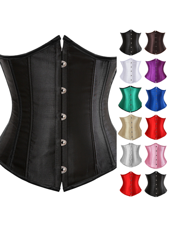 Corset Underbust Women Lace up Boned Brocade Waist Costume Top