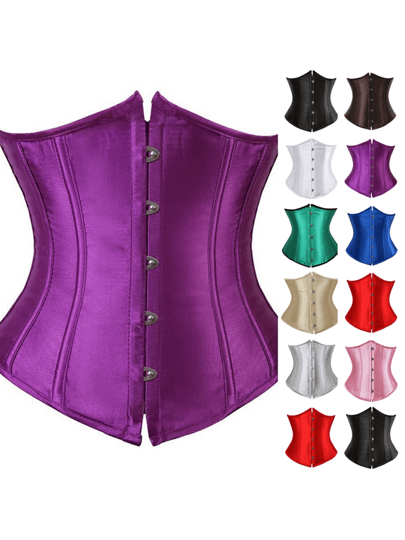 Corset Underbust Women Lace up Boned Brocade Waist Costume Top