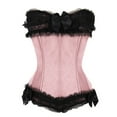 thumbnail image 1 of Corset Victorian Style Corset Adjustable Lacing Steel Boning Waist Trainer Satin Fabric Bustier with Bow Accents Bustier Tops for Women Pink XXXXXXL, 1 of 4