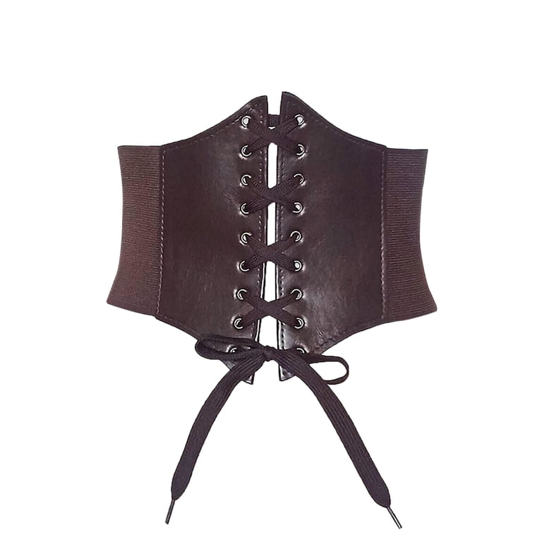Corset Waist Belt for Women, Faux Leather Wide Elastic Tie 