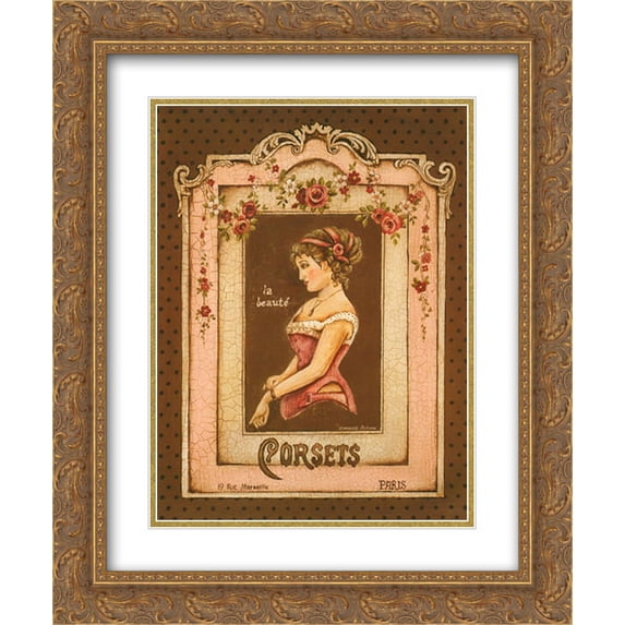 Corsets II Mini 2x Matted 15x18 Gold Ornate Framed Art Print by Kimberly Poloson