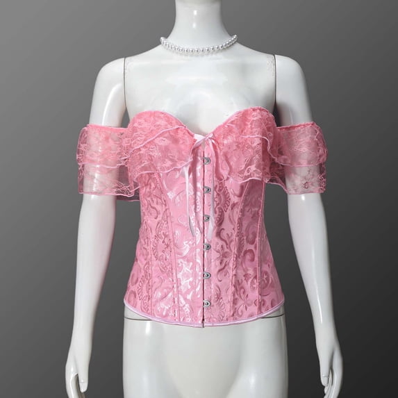 Corsets Shapewear, Strap Shapewear for Women Tight Fitting Waist Cinching Corset New Corset Shirts for Women Style B-15 Pinky XL