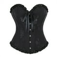 thumbnail image 1 of Corsets for Women Vintage Ruffles Halloween Boned Bustier Bodysuit with Front Tie Lace Up 1920S Retro Overbust Push Up Corset Shapewear Black XXL, 1 of 5