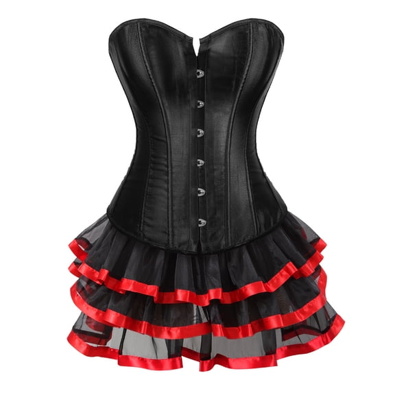 Basquts Corsets for Women Bustier 2 Pieces Basques Lingerie Goth Medieval Plus ...